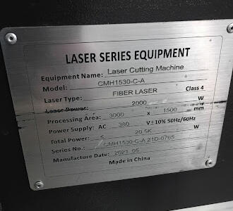 CNC laser equipment tag CNC laser equipment tag